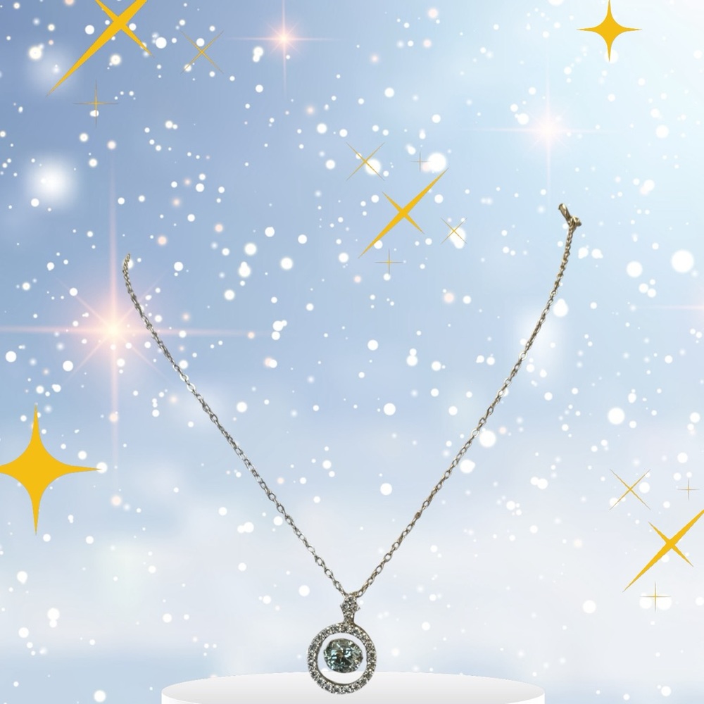 1 carat pale blue Moissanite necklace